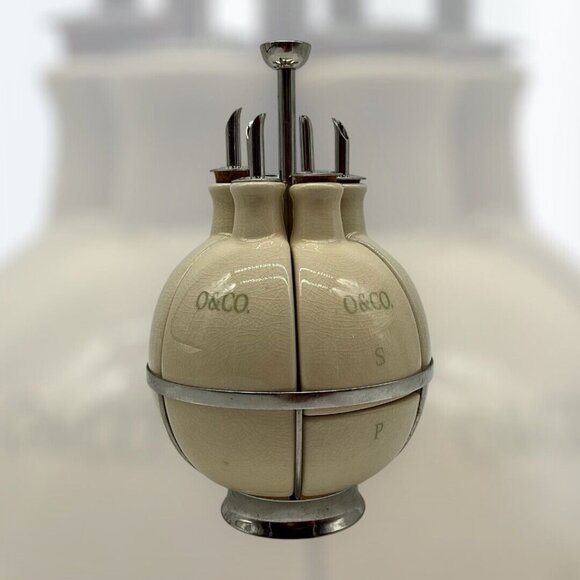 Oliviers & Co Vintage Kitchen Oils Caddy Creut Set Oils Holder MCM Collectible - Picture 4 of 15